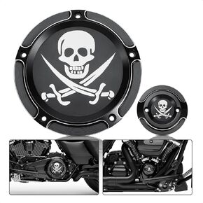 Derby Timer Cover and Points Covers - High Strength, Waterproof, Anti-Rust Compatible with H-D Touring Electra Road King Glide FLTRX 2017 2018 2019 2020 (Skull A)