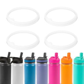 4 Pack Gaskets Compatible with ThermoFlask 16oz 24oz 32oz 40oz Water Bottle with Straw Lid, Replacement O Ring Rubber Seals Part（Not for Spout Lid and Chug Lid）