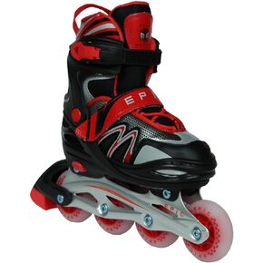 Epic Skates Drift Adjustable Inline Roller Skates W/LED Light Up Wheels, Black/Red, Youth 1-4