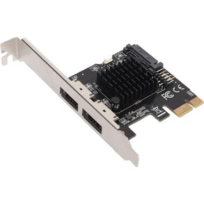 PCIE to Power ESATA Expansion Card, PCIE 1X to 2 Ports Power Over ESATA,Desktop PCI e to Power ESATA USB Expansion Card 6G Adapter Card,PCI Express SATA Card for Desktop