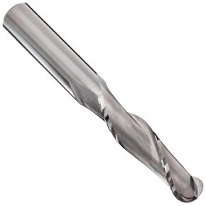 YG-1 - 50573 E5014 Carbide Ball Nose End Mill, Long Reach, Uncoated (Bright) Finish, 30 Deg Helix, 2 Flutes, 3" Overall Length, 0.25" Cutting Diameter, 0.25" Shank Diameter
