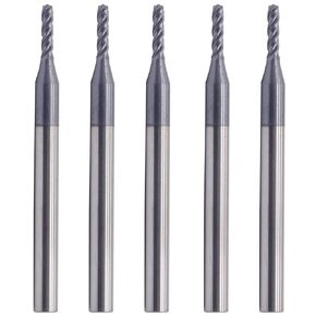 BestParts High Performance 5pcs Ball Nose Solid Carbide End Mills, AlTiN Coated, 4 Flute, 30 Degree Helix, 1/16" Cutting Diameter, 1/8" Shank Diameter, 1/4" Length of Cut, 1-1/2" Overall Length