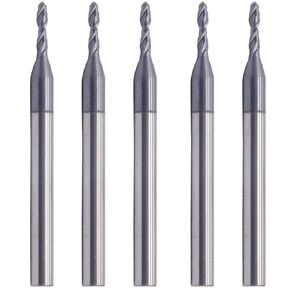 BestParts High Performance 5Pcs Solid Carbide Ball Nose End Mill, AlTiN Coated, 2 Flute, 30 Degree Helix, 1/16" Cutting Diameter, 1/8" Shank Diameter, 1/4" Length of Cut, 1-1/2" Overall Length