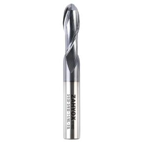 2 Flutes TiAlN Coated Ball Nose End Mill, Solid Carbide Upcut Spiral CNC Router Bit, 3/8" Diameter, 3/16" Radius, 3/8" Shank, 1-1/8" Cutting Length, 3" Overall Length, CNC Cutter Milling Tool