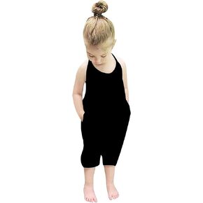 Toddler Girls Clothes Romper Kids Cute Jumpsuit Backless Harem Halter Summer Girls Outfits with Pockets 1-5T