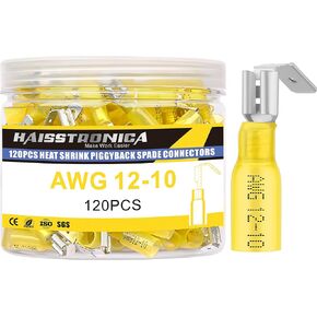 haisstronica 560PCS Heat Shrink Spade Connectors, AWG 22-10 Male Female Wire Spade Terminals, Quick Disconnect Wire Connectors Kit