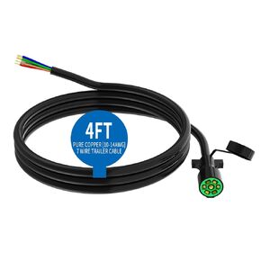 4 FT 7 Pin Trailer Plug Heavy Duty Trailer Wire Extension Pure Copper 7 Wire Trailer Wiring Harness Kit with Dust Cover 7 Way Trailer Plug Cord for RVs Trailers Campers