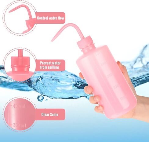 24 Pcs 500 ml Pink Wash Bottle Plastic Lash Water Bottles Squeeze Bottle with Narrow Mouth Scale Rinse Eyelash Bottle Tattoo Spray Bottle Peri Bottle for Lab Supplies Soap Plant Cleaning in Saudi Arabia