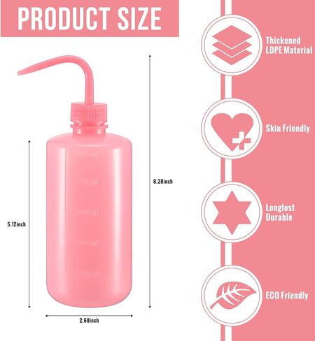 24 Pcs 500 ml Pink Wash Bottle Plastic Lash Water Bottles Squeeze Bottle with Narrow Mouth Scale Rinse Eyelash Bottle Tattoo Spray Bottle Peri Bottle for Lab Supplies Soap Plant Cleaning in Saudi Arabia