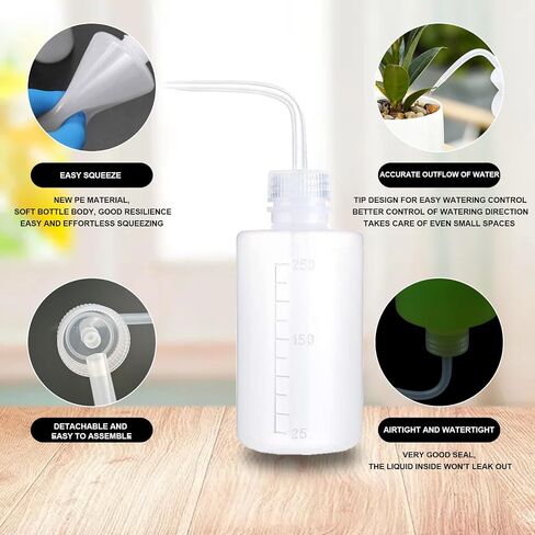 Tattoo Wash Bottles, 4pcs 250ml/8oz Succulent Watering Bottle Plastic Bottle Squeeze Sprinkling Tattoo Squeeze Bottle for Tattoo Green Soap Water Plants (White) in Saudi Arabia