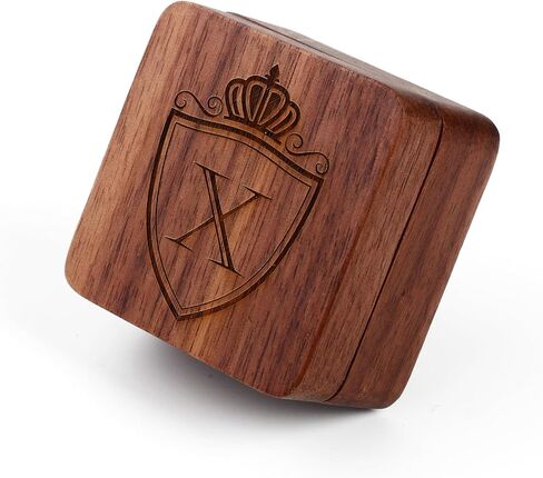 Mens Initial Silver Cufflinks A-Z Alphabet Letter Steel Cuff Links with Engraved Walnut Wood Box Groom Groomsman Wedding Set… in Kuwait