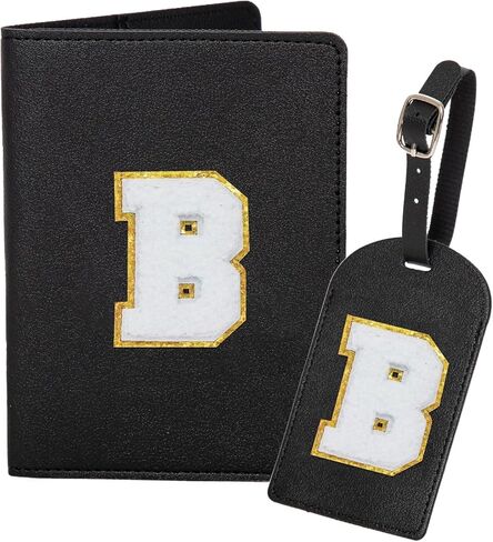 مجموعة غطاء جواز سفر السيد والسيدة وبطاقة الأمتعة، حافظة جواز سفر من جلد البولي يوريثان، حامل حقيبة سفر، هدايا شهر العسل للأزواج (أسود وأبيض) in Kuwait