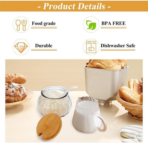 3 Piece Glass Sugar And Creamer Set, Kitchenexus Sugar Bowl With Lid And Spoon And Cream Pitcher，Milk Jug Cup 7oz And Sugar Jar 8oz For Coffee Serving Gift in Saudi Arabia