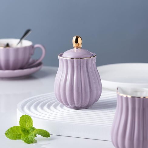 مجموعة وعاء السكر Jusalpha Fine China Purple Creamer، TW (مجموعة كريمر، أرجواني) in Kuwait