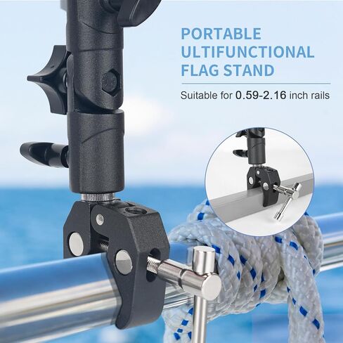 علم القارب البرتقالي، حامل العلم الأمريكي للقارب 48 بوصة علم التزلج على الماء قابل للتعديل سارية علم القارب لقضبان مستديرة ومربعة عائمة مقاس 0.59-2 بوصة، علم الكاياك مع علم بديل للسباحين in Kuwait