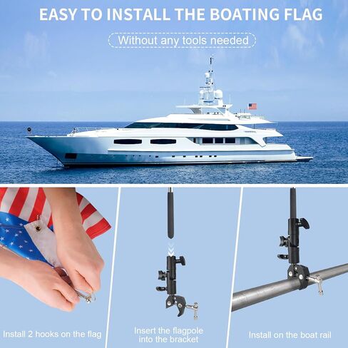 علم القارب البرتقالي، حامل العلم الأمريكي للقارب 48 بوصة علم التزلج على الماء قابل للتعديل سارية علم القارب لقضبان مستديرة ومربعة عائمة مقاس 0.59-2 بوصة، علم الكاياك مع علم بديل للسباحين in Kuwait