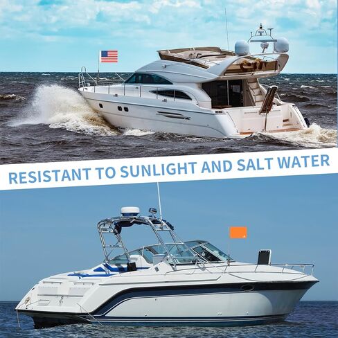 علم القارب البرتقالي، حامل العلم الأمريكي للقارب 48 بوصة علم التزلج على الماء قابل للتعديل سارية علم القارب لقضبان مستديرة ومربعة عائمة مقاس 0.59-2 بوصة، علم الكاياك مع علم بديل للسباحين in Kuwait