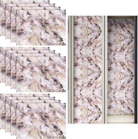 Ctosree 12 Pcs School Locker Magnetic Wallpaper 12" x 9" Removable Marble Design Magnetic Locker Sheet Trimmable Wall Magnetic Sticker, Decorative Easy Install for Office Supplies (Black Gold) in Saudi Arabia