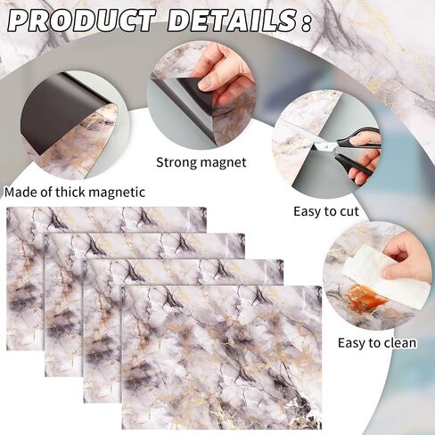 Ctosree 12 Pcs School Locker Magnetic Wallpaper 12" x 9" Removable Marble Design Magnetic Locker Sheet Trimmable Wall Magnetic Sticker, Decorative Easy Install for Office Supplies (Black Gold) in Saudi Arabia