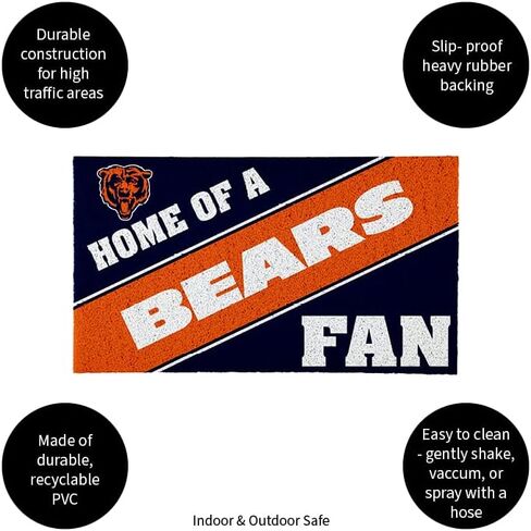 Team Sports America NFL Chicago Bears | Indoor and Outdoor Entryway | 28 x 16 Inches | Non Slip Back | Welcome Floor Mats | Muddy Dog Paws | Front Door Entrance Home Décor in Saudi Arabia