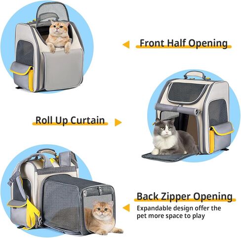 حقيبة ظهر للقطط، حقيبة ظهر لحمل الكلاب للكلاب الصغيرة، قابلة للتوسيع مع حقيبة ظهر شبكية قابلة للتنفس للتخييم أثناء السفر في الهواء الطلق، تحمل ما يصل إلى 18 رطلاً in Kuwait