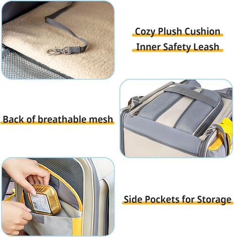 حقيبة ظهر للقطط، حقيبة ظهر لحمل الكلاب للكلاب الصغيرة، قابلة للتوسيع مع حقيبة ظهر شبكية قابلة للتنفس للتخييم أثناء السفر في الهواء الطلق، تحمل ما يصل إلى 18 رطلاً in Kuwait