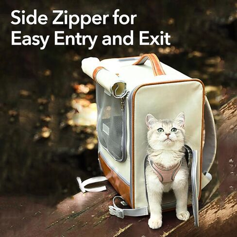 حقيبة ظهر كبيرة للحيوانات الأليفة مع جلد البولي يوريثان وقماش أكسفورد، غطاء قابل للطي، جيب تخزين، قفل أمان ووسادة سفلية بالداخل، للقطط التي يقل وزنها عن 20 رطلاً والكلاب التي يقل وزنها عن 10 رطل in Kuwait