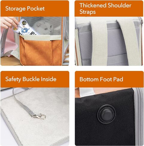 حقيبة ظهر كبيرة للحيوانات الأليفة مع جلد البولي يوريثان وقماش أكسفورد، غطاء قابل للطي، جيب تخزين، قفل أمان ووسادة سفلية بالداخل، للقطط التي يقل وزنها عن 20 رطلاً والكلاب التي يقل وزنها عن 10 رطل in Kuwait