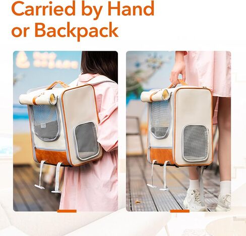 حقيبة ظهر كبيرة للحيوانات الأليفة مع جلد البولي يوريثان وقماش أكسفورد، غطاء قابل للطي، جيب تخزين، قفل أمان ووسادة سفلية بالداخل، للقطط التي يقل وزنها عن 20 رطلاً والكلاب التي يقل وزنها عن 10 رطل in Kuwait