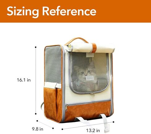 حقيبة ظهر كبيرة للحيوانات الأليفة مع جلد البولي يوريثان وقماش أكسفورد، غطاء قابل للطي، جيب تخزين، قفل أمان ووسادة سفلية بالداخل، للقطط التي يقل وزنها عن 20 رطلاً والكلاب التي يقل وزنها عن 10 رطل in Kuwait