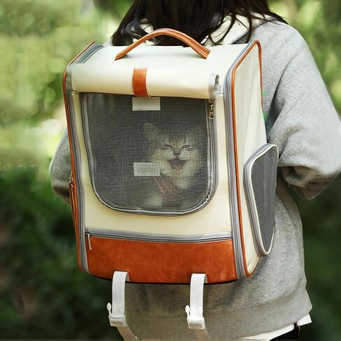 حقيبة ظهر كبيرة للحيوانات الأليفة مع جلد البولي يوريثان وقماش أكسفورد، غطاء قابل للطي، جيب تخزين، قفل أمان ووسادة سفلية بالداخل، للقطط التي يقل وزنها عن 20 رطلاً والكلاب التي يقل وزنها عن 10 رطل in Kuwait