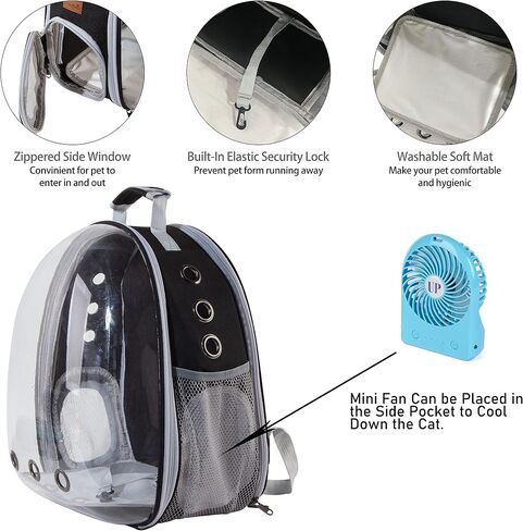 Cat Backpack Carrier Bubble Bag, Transparent Space Capsule Pet Carrier Dog Hiking Backpack, Small Dog Backpack Carrier for Cats Puppies Airline Approved Travel Carrier Outdoor Use Black in Saudi Arabia