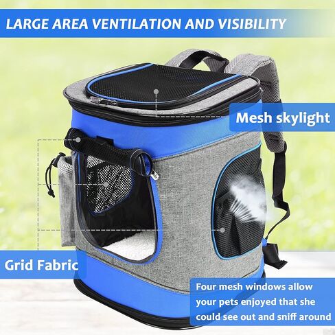 حقيبة ظهر لحمل الحيوانات الأليفة من كريتر بلانيت للكلاب والقطط، حقيبة ظهر للحيوانات الأليفة قابلة للتنفس مع نافذتين شبكيتين، حاملة حيوانات أليفة محمولة للتخييم in Kuwait