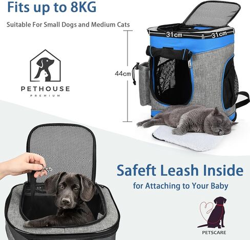 حقيبة ظهر لحمل الحيوانات الأليفة من كريتر بلانيت للكلاب والقطط، حقيبة ظهر للحيوانات الأليفة قابلة للتنفس مع نافذتين شبكيتين، حاملة حيوانات أليفة محمولة للتخييم in Kuwait