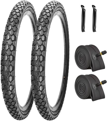 2 Pack 24"x2.125" Inch Cruiser Bike Tire White/Black Wall Pair Replacement Bicycle Tires with Levers and with or Without Inner Tubes in Kuwait