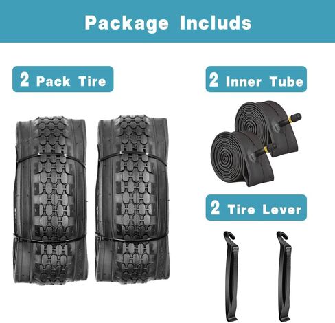 2 Pack 24"x2.125" Inch Cruiser Bike Tire White/Black Wall Pair Replacement Bicycle Tires with Levers and with or Without Inner Tubes in Kuwait