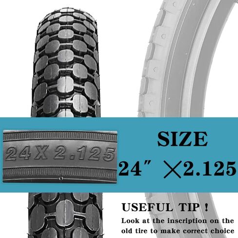 2 Pack 24"x2.125" Inch Cruiser Bike Tire White/Black Wall Pair Replacement Bicycle Tires with Levers and with or Without Inner Tubes in Kuwait