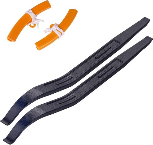 ملاعق حديدية للإطارات الفولاذية مجموعة أدوات تغيير رافعة الإطارات - 16 مكاوي إطارات منحنية للمركبات ATV، والدراجات الترابية، والدراجات النارية، والشاحنات والجرارات، مجموعة من 2 in Kuwait