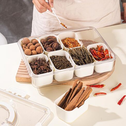 Divided Serving Tray with Handle, 8 Compartments Snack Box for Candy, Nuts, Cookies, Fruit, Snacks, Party Favor, Wedding, Home Decor in Saudi Arabia