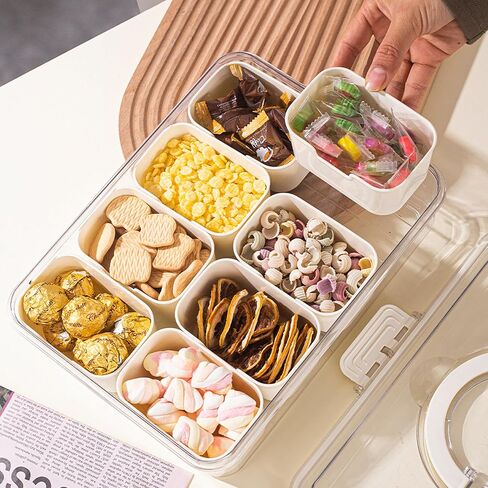 Divided Serving Tray with Handle, 8 Compartments Snack Box for Candy, Nuts, Cookies, Fruit, Snacks, Party Favor, Wedding, Home Decor in Saudi Arabia