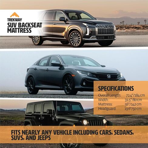 مرتبة هوائية قابلة للنفخ للمقعد الخلفي لسيارات الدفع الرباعي من Offroading Gear مع غرف جانبية - سرير تخييم للسيارة - لـ 4Runner، Outback، Forester، Cherokee، RAV4، إلخ. من Trekway in Kuwait