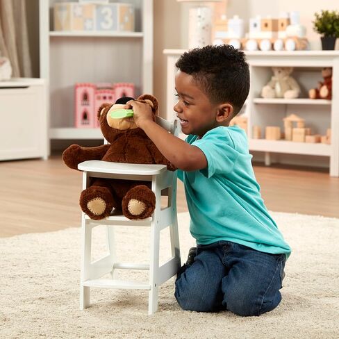 Melissa & Doug Mine to Love Wooden Play High Chair for Dolls, -Stuffed Animals - White (18H x 8W x 11D Assembled) in Saudi Arabia