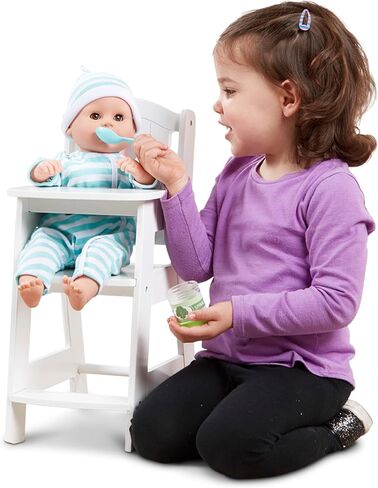 Melissa & Doug Mine to Love Wooden Play High Chair for Dolls, -Stuffed Animals - White (18H x 8W x 11D Assembled) in Saudi Arabia