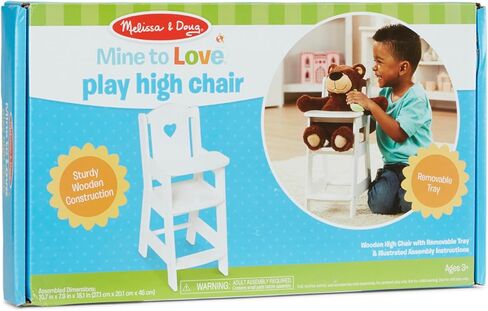 Melissa & Doug Mine to Love Wooden Play High Chair for Dolls, -Stuffed Animals - White (18H x 8W x 11D Assembled) in Saudi Arabia