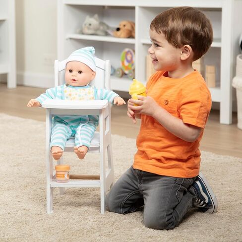 Melissa & Doug Mine to Love Wooden Play High Chair for Dolls, -Stuffed Animals - White (18H x 8W x 11D Assembled) in Saudi Arabia