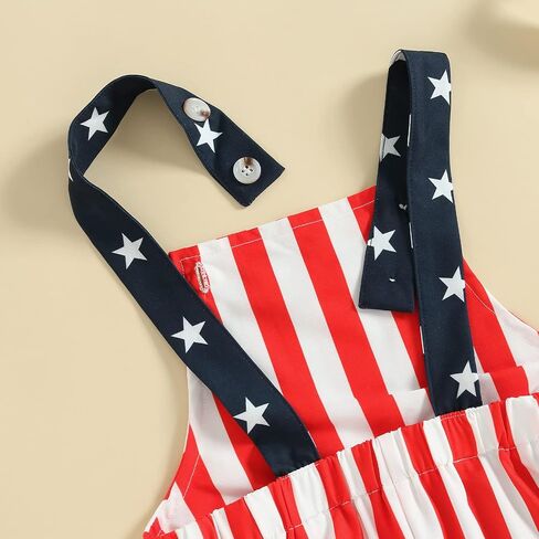Toddler Baby Boy Girl 4th of July Outfit Overalls American Flag Jumpsuit Shorts Kids Summer Clothes in Saudi Arabia