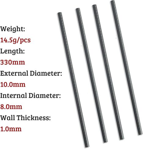 4pcs 16mm Carbon Fiber Tube 16mmx14mmx330mm,6/8/10/12/14mm Available, 3K roll Wrapped Twill Matte Finish in Saudi Arabia