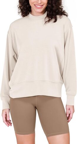 ODODOS Modal Soft Long Sleeve Oversized Sweatshirts for Women High Crew Neck Relaxed Pullover Tops in Kuwait