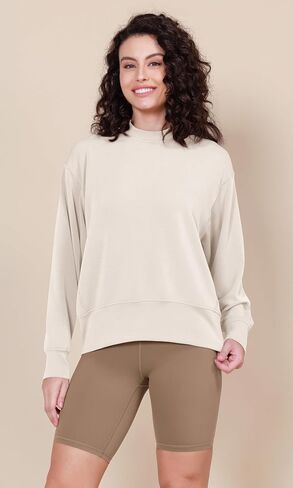 ODODOS Modal Soft Long Sleeve Oversized Sweatshirts for Women High Crew Neck Relaxed Pullover Tops in Kuwait