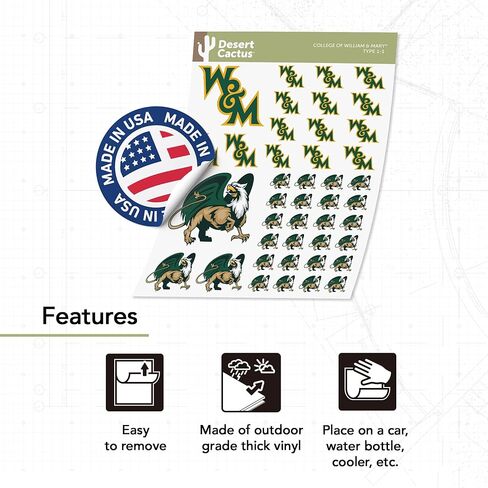 Desert Cactus College of William & Mary Tribe W&M Stickers Vinyl Decals Laptop Water Bottle Car Scrapbook T1 (Type 1-1) in Saudi Arabia